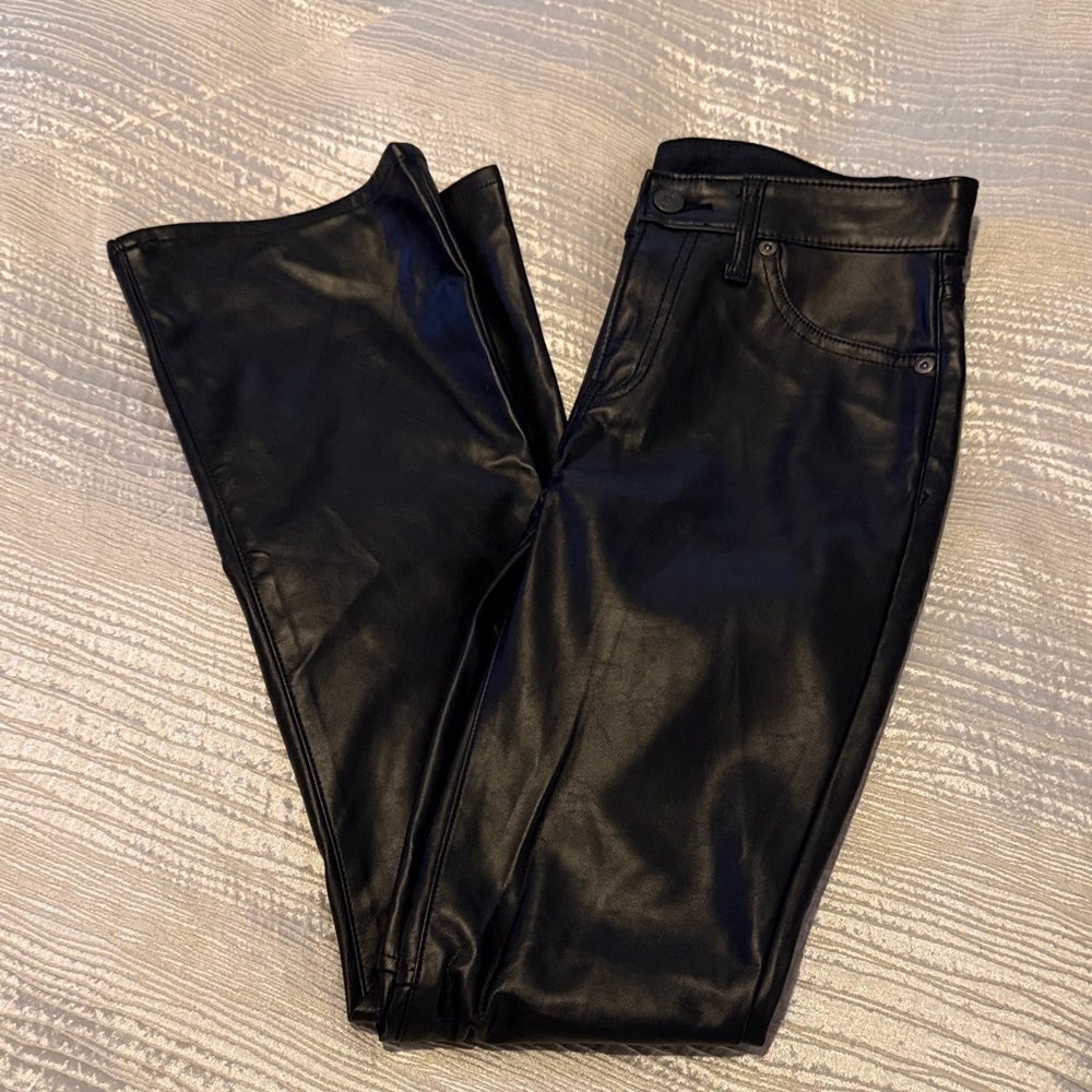 GAP Black Faux Leather Flare Jeans